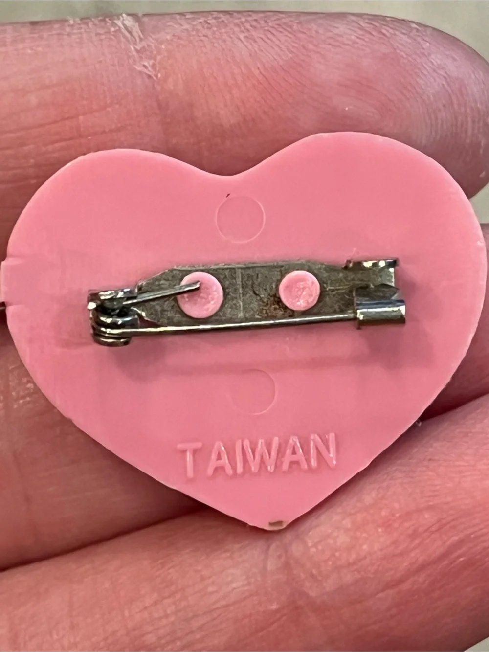 Vintage plastic Pink Heart Pinback Brooch